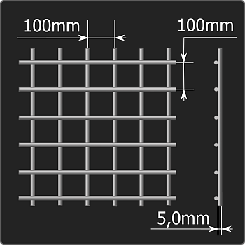 Сетка кладочная 100*100*5,0 (1,0*2,0) ТУ 25.93.13-001-03876796-2019