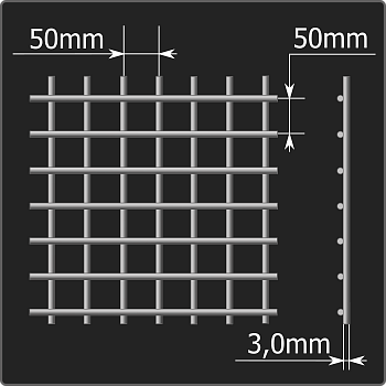 Сетка кладочная 50*50*3,0 (0,38*2,0) ТУ 25.93.13-001-03876796-2019
