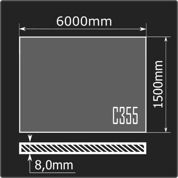 Лист горячекатаный 8,0*1500*6000 С355 ГОСТ 27772-2021