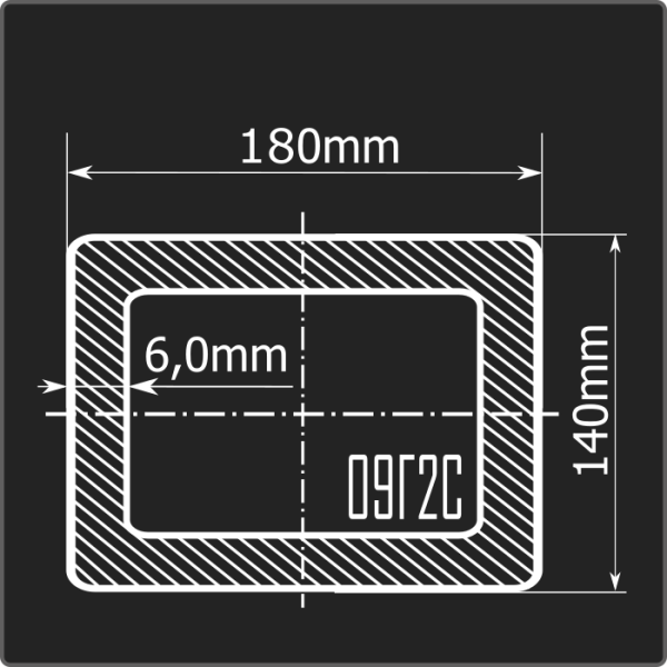 Труба проф. 180*140*6,0 09Г2С Феррум 12м ГОСТ 30245-2003