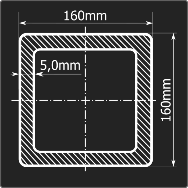 Труба проф. 160*160*5,0 ст.3сп Феррум 12м ГОСТ 30245-2003 Стык