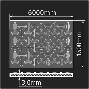 Лист рифленый 3,0*1500*6000 ст.3пс ГОСТ 8568-77 чечевица