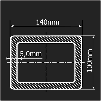 Труба проф. 140*100*5,0 ст.3сп Феррум 12м ГОСТ 30245-2003