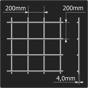 Сетка кладочная 200*200*4,0 (2,0*3,0) ТУ 25.93.13-001-03876796-2019