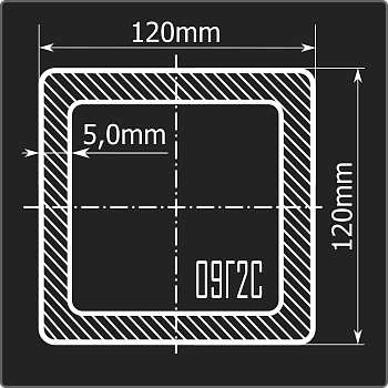 Труба проф. 120*120*5,0 09Г2С Феррум 12м ГОСТ 30245-2003