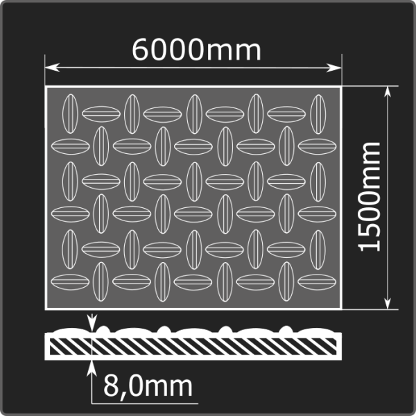 Лист рифленый 8,0*1500*6000 ст.3сп ГОСТ 8568-77 чечевица