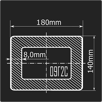 Труба проф. 180*140*8,0 09Г2С Феррум 12м ГОСТ 30245-2003
