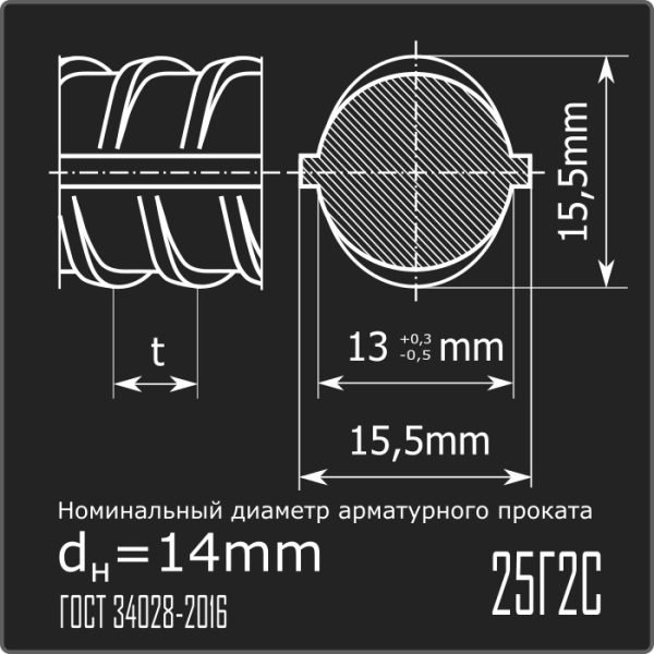 Арматура 14,0 25Г2С ГОСТ 34028-2016 12м