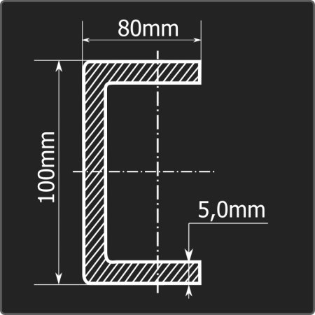 Швеллер холоднокатаный 100*80*5,0 ст.3пс Феррум 12м ГОСТ 8278-83