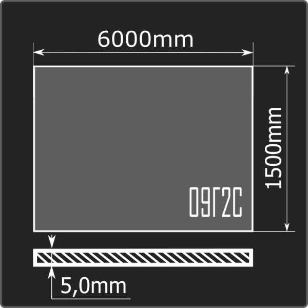 Лист горячекатаный 5,0*1500*6000 09Г2С Кармет ГОСТ 19281-2014