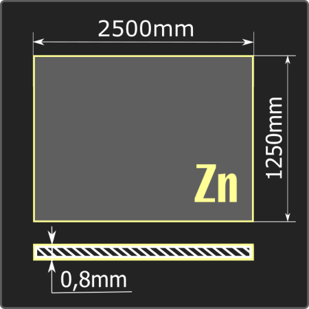 Лист оцинкованный 0,8*1250*2500 ст.08пс Кармет ГОСТ 14918-2020