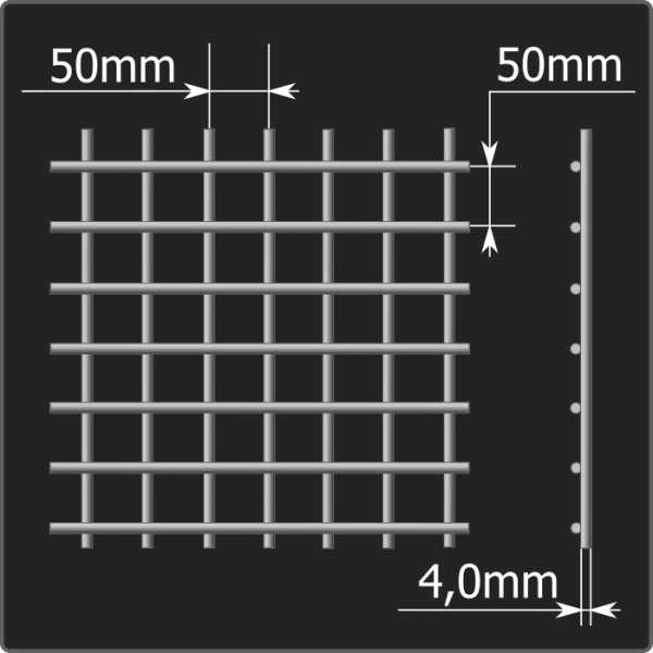 Сетка кладочная 50*50*4,0 (0,12*2,0) ТУ 25.93.13-001-03876796-2019