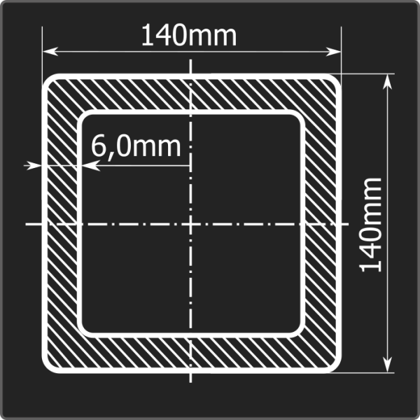 Труба проф. 140*140*6,0 ст.3сп Феррум 6м ГОСТ 13663-86