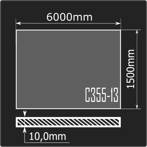 Лист горячекатаный 10*1500*6000 С355-13 ГОСТ 27772-2021