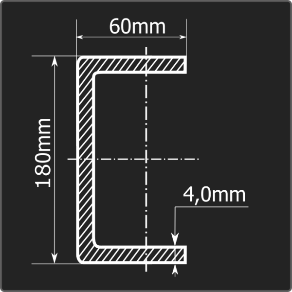 Швеллер холоднокатаный 180*60*4,0 ст.3пс Феррум 12м ГОСТ 8278-83