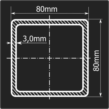 Труба проф. 80*80*3,0 ст.3сп Феррум 12м ГОСТ 13663-86 Стык