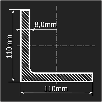 Угол 110*110*8,0 ст.3сп 12м ГОСТ 535-2005/ГОСТ 8509-93
