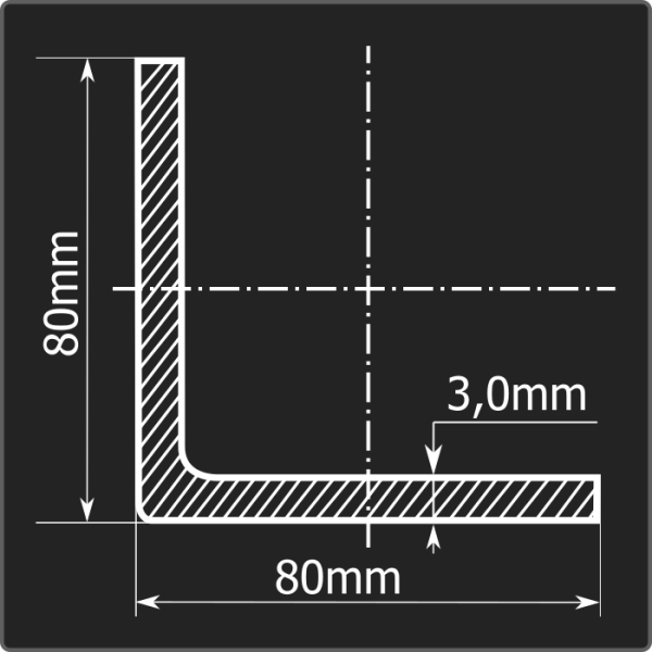 Угол холоднокатаный 80*80*3,0 ст.3пс Феррум 6м ГОСТ 19771-93
