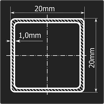 Труба проф. 20*20*1,0 ст.08пс Феррум 6м ГОСТ 13663-86