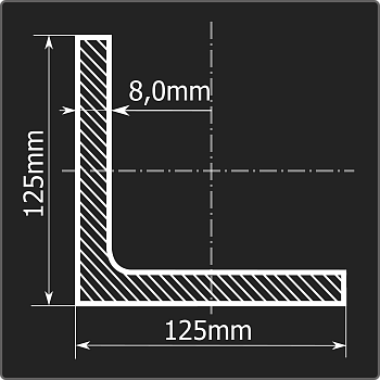 Угол 125*125*8,0 ст.3пс 12м ГОСТ 535-2005/ГОСТ 8509-93