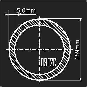 Труба электросварная 159*5,0 09Г2С Феррум 12м ГОСТ 10705-80