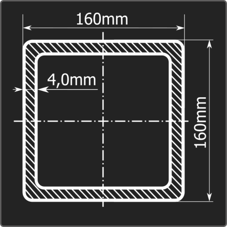 Труба проф. 160*160*4,0 ст.3сп Феррум 12м ГОСТ 30245-2003