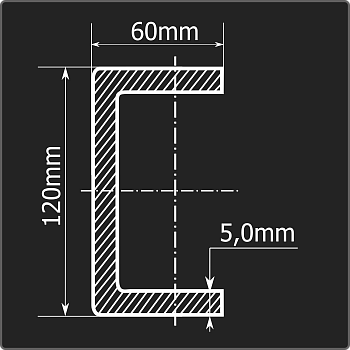 Швеллер холоднокатаный 120*60*5,0 ст.3пс Феррум 12м ГОСТ 8278-83