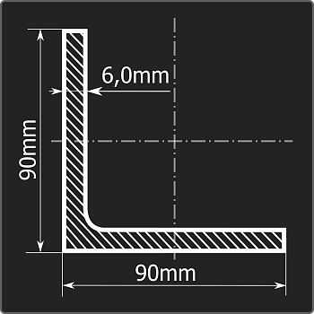 Угол 90*90*6,0 ст.3пс 12м ГОСТ 535-2005/ГОСТ 8509-93
