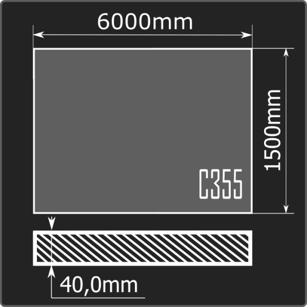 Лист горячекатаный 40*1500*6000 С355 ГОСТ 27772-2021