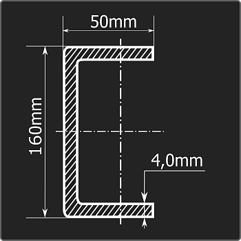 Швеллер холоднокатаный 160*50*4,0 ст.3пс Феррум 12м ГОСТ 8278-83