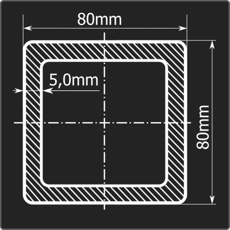 Труба проф. 80*80*5,0 ст.3сп Феррум 12м ГОСТ 13663-86 Стык