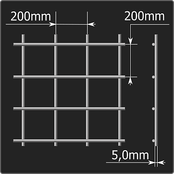 Сетка кладочная 200*200*5,0 (2,0*3,0) ТУ 25.93.13-001-03876796-2019