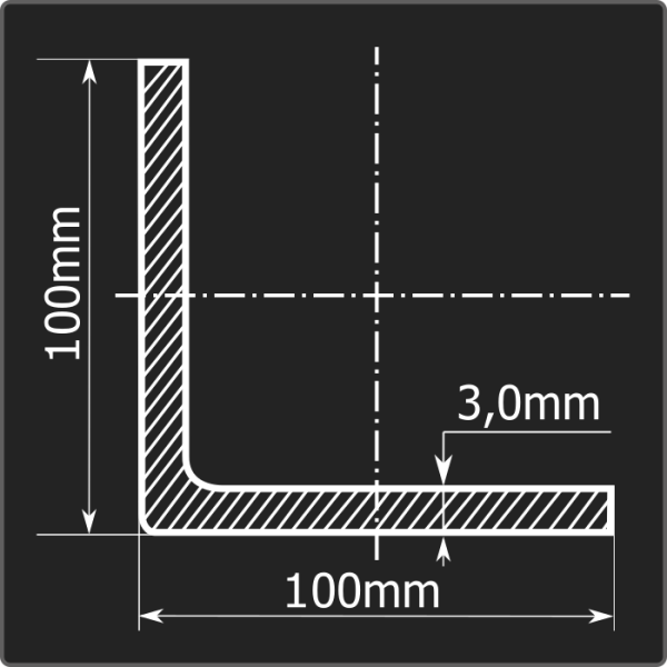 Угол холоднокатаный 100*100*3,0 ст.3пс Феррум 12м ГОСТ 19771-93